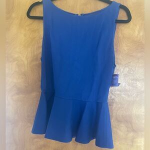 NWT ALICE + OLIVIA BLUE SLEEVELESS MESH PEPLUM TOP M